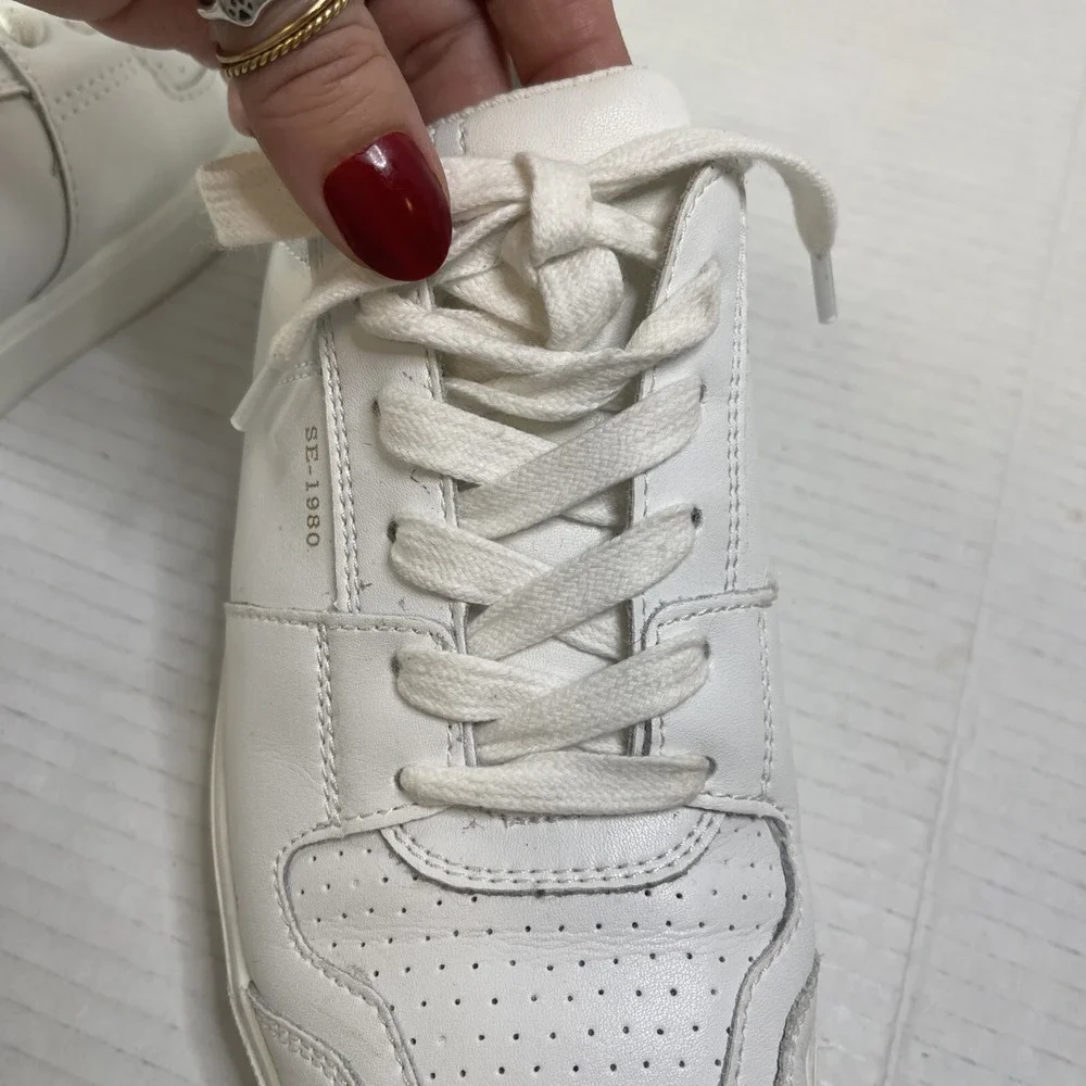 Sam Edelman Women's Edie Sneakers Shoes Low Top White Leather Lace Up Size 8.5